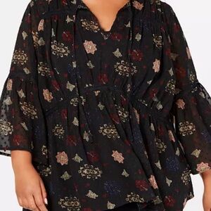 Lucky Brand Black Floral Blouse